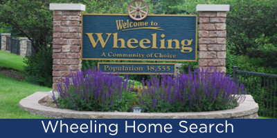 A sign that says welcome to wheeling.